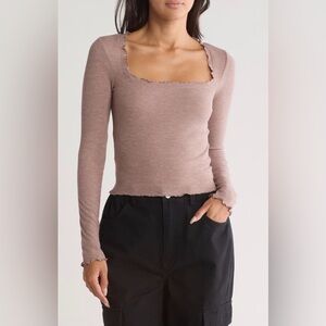 NWT Elodie Square Neck Long Sleeve Top Large